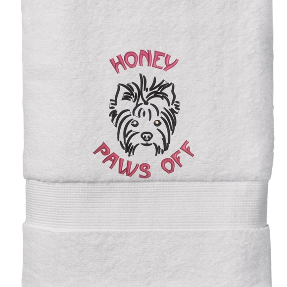 Personalized Embroidered Dog Bath Towels with your dog's name. Paws off. - Picture 2 of 9